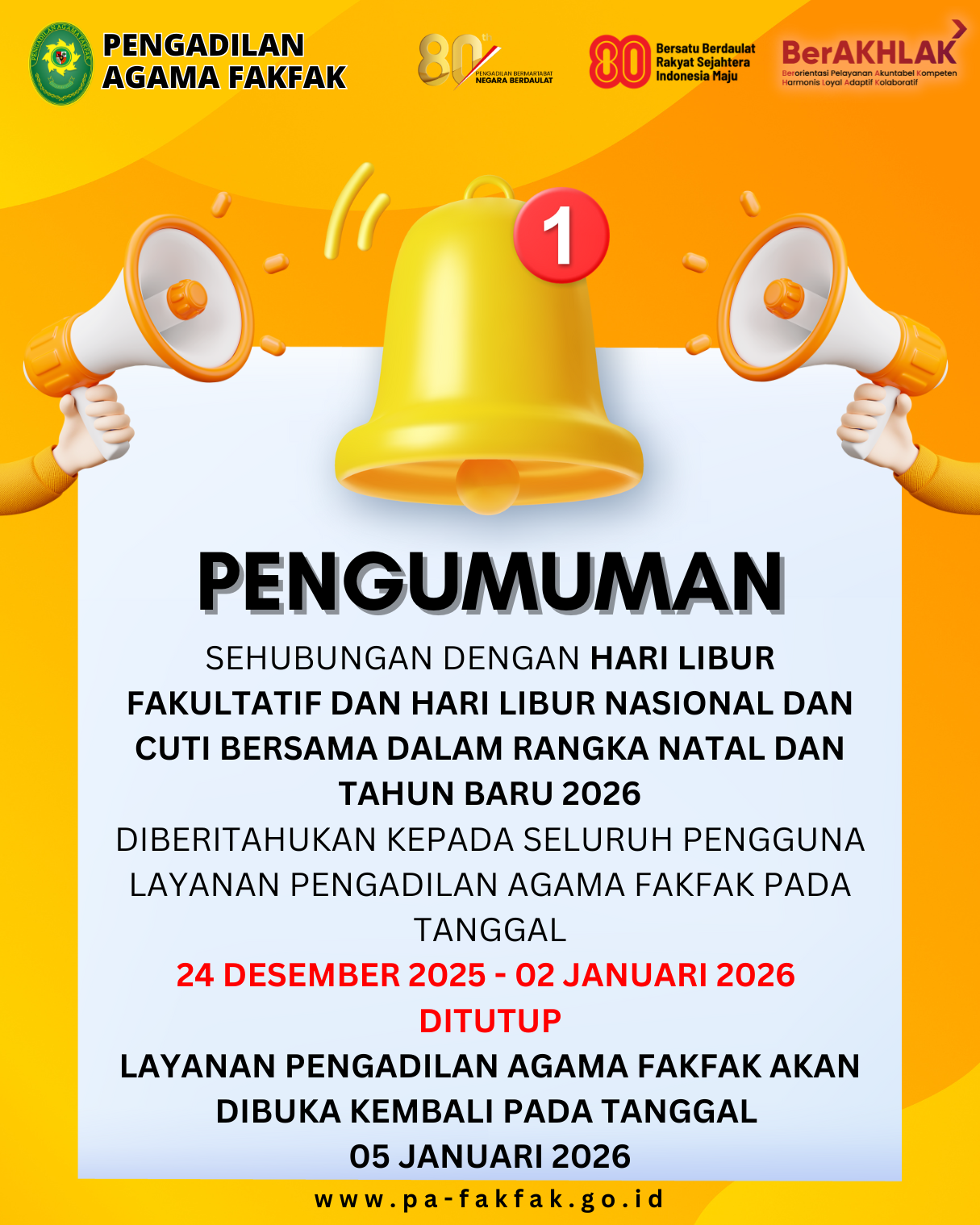 Pengumuman libur 23 12 2025